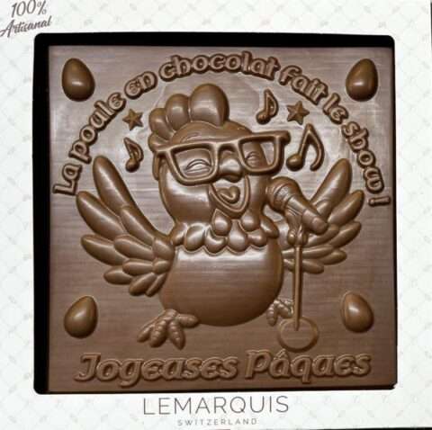 Tablette de Pâques la poule qui chante chocolat au lait Bio 40%
