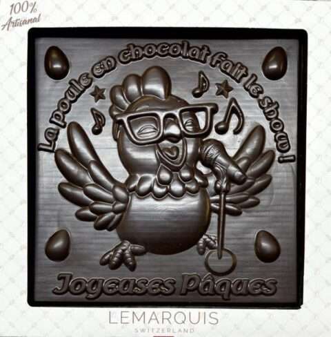 Tablette de Pâques la poule qui chante chocolat noir Bio 70%